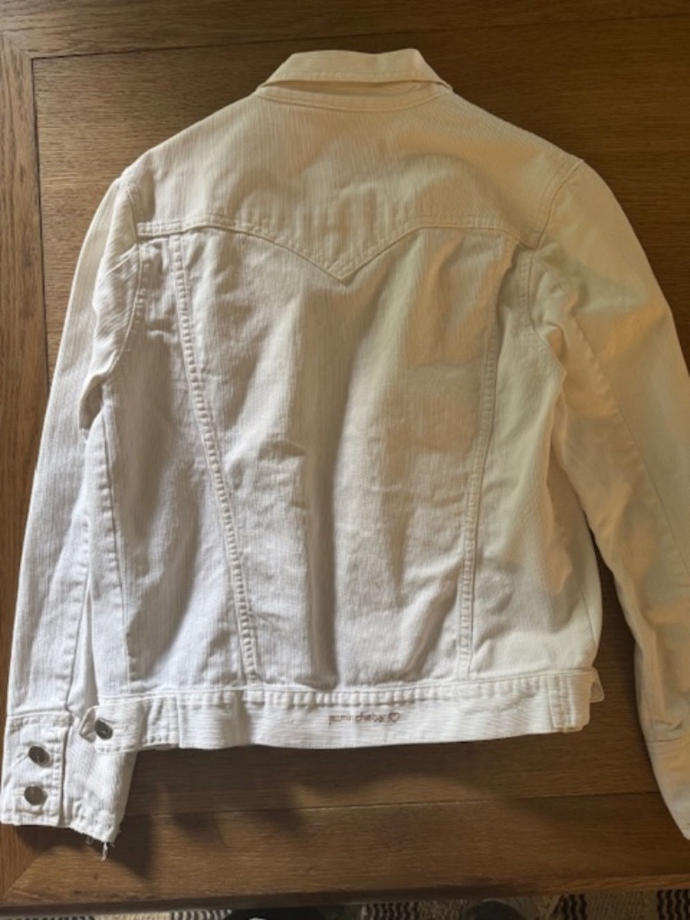Jazmin Chebarr white denim jacket. Size 2 (S/M) - Picture 2 of 5